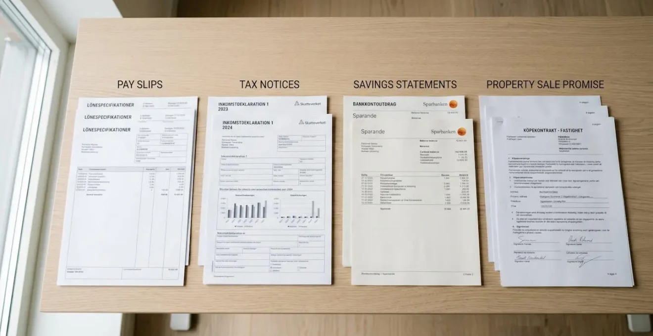 Dossier de crédit immobilier organisé avec documents nécessaires disposés méthodiquement